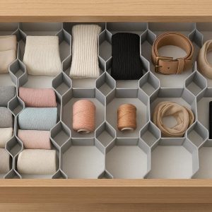 Honeycomb Drawer Organizers Plastic Divider Separators for Underwear Socks Belts Scarves Crafts Makeup Interlocking Grid