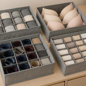 Fabric Drawer Organizer Bins Collapsible Underwear Dividers Foldable Storage Boxes for Socks Lingerie Ties Clothes Dresser